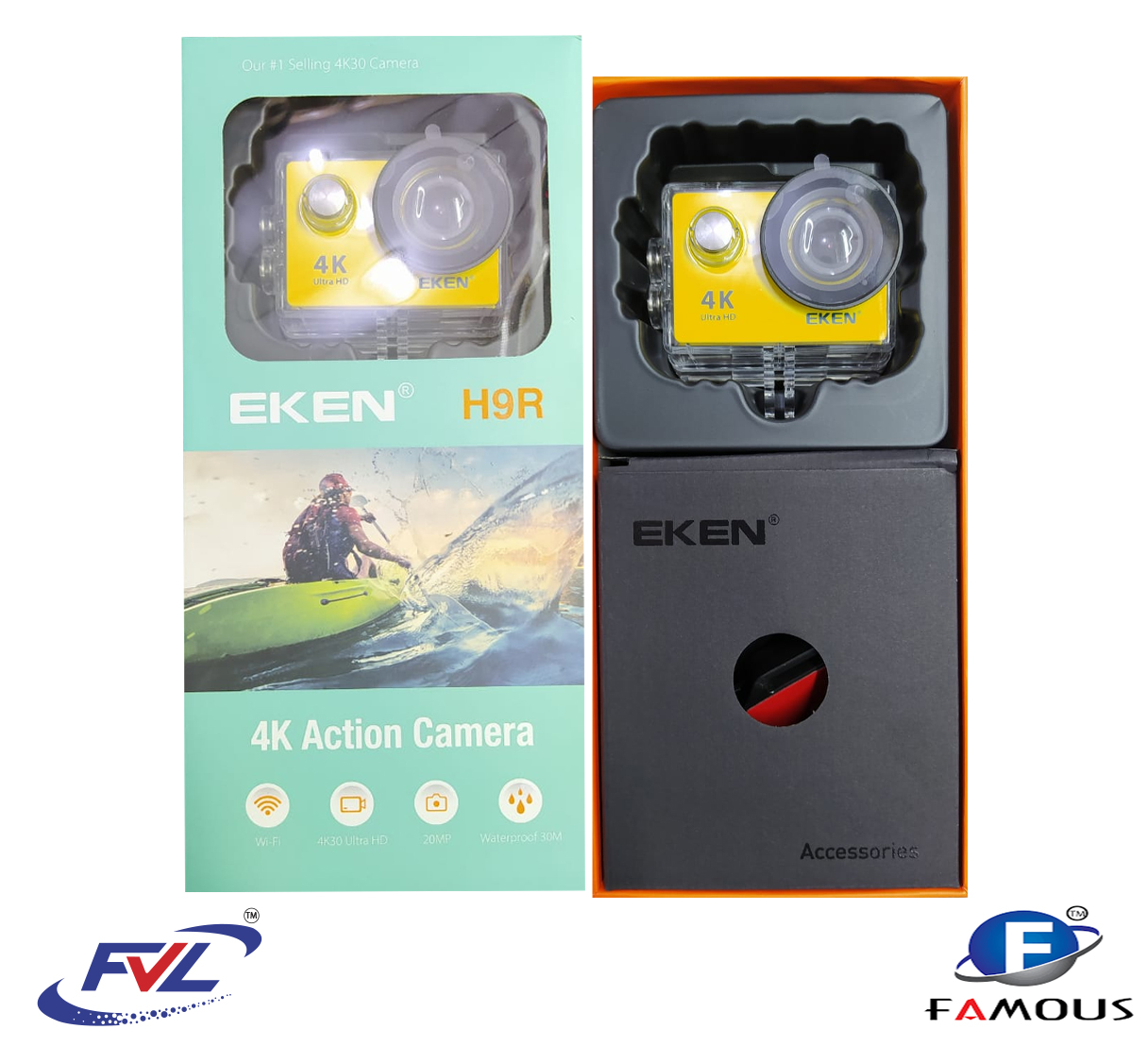 fvl h9r eken 20.1mp action camera new box