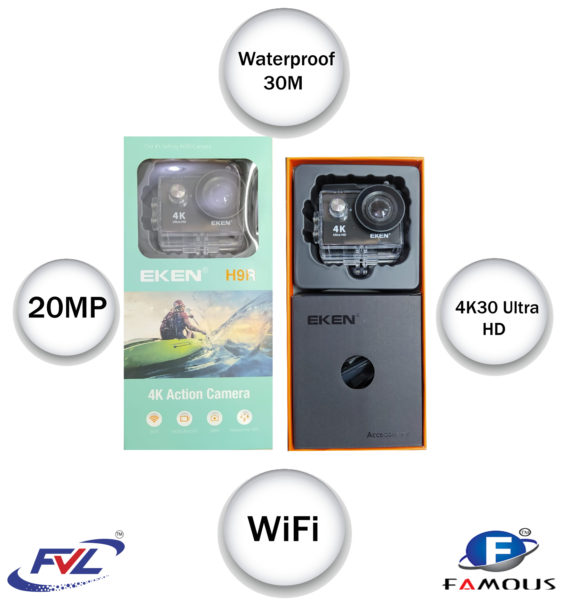 fvl h9r eken 20.1mp action camera new box