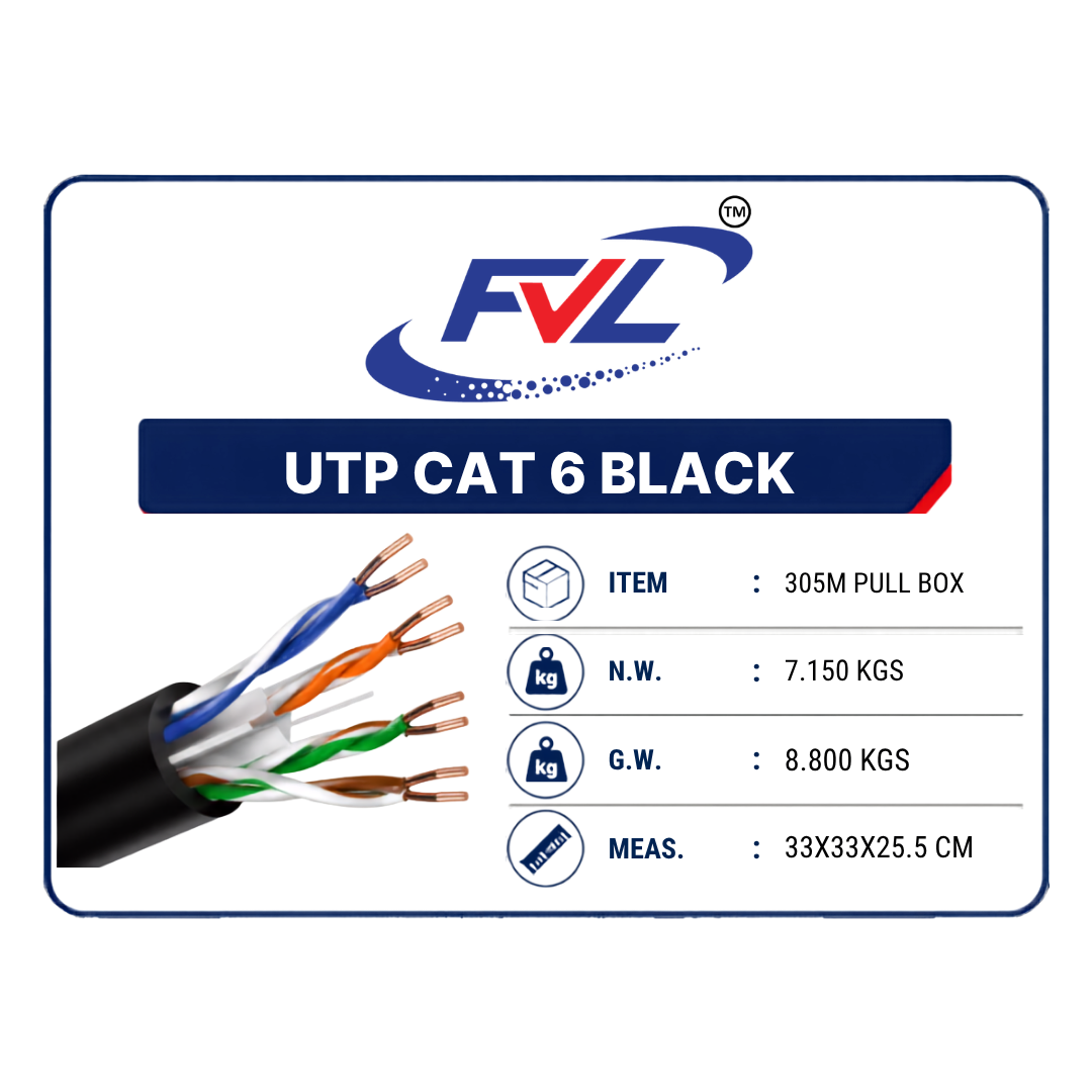 FVL Premium UTP CAT6 LAN Cable 305 Meter Black