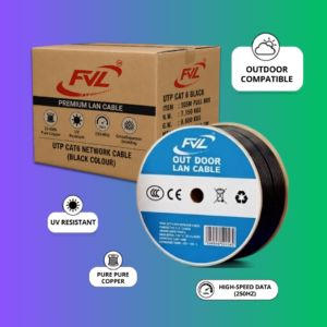 FVL Premium UTP CAT6 LAN Cable 305 Meter Pull Box Black